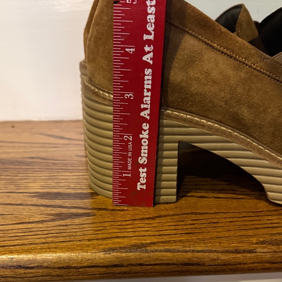 Stylish Tan Suede Loafers with Chunky Heel - Picture 7 of 11